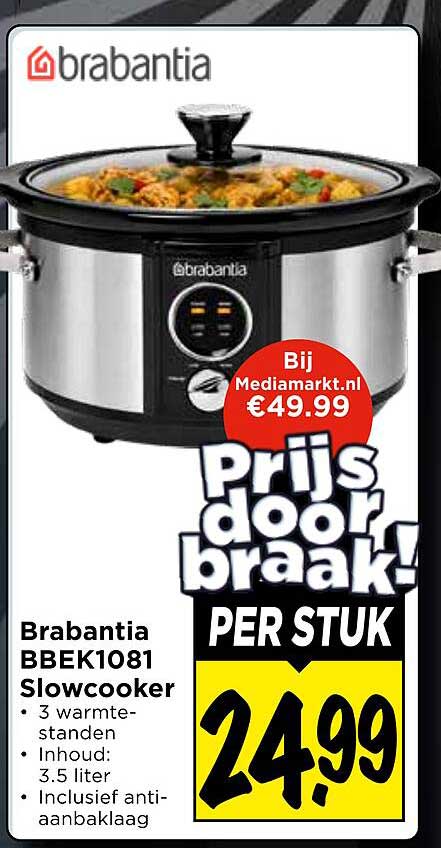 Brabantia BBEK1081 Slowcooker Prijs doorbraak! PER STUK