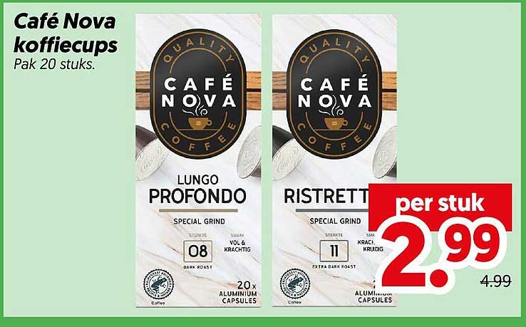 Café Nova koffiecups Pak 20 stuks.