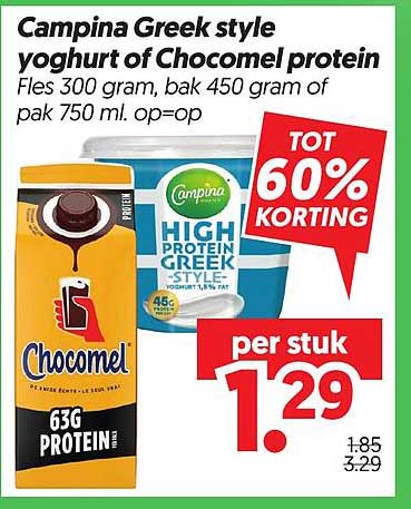 Campina Greek style yoghurt of Chocomel proteïn
