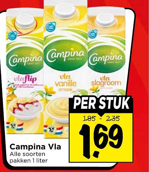 Campina Vla Alle soorten pakken 1 liter PER STUK