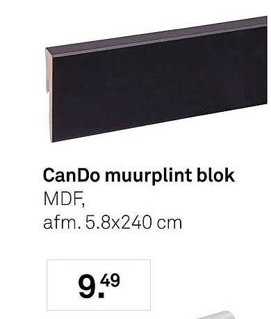 CanDo muurplint blok MDF, afm. 5.8x240 cm