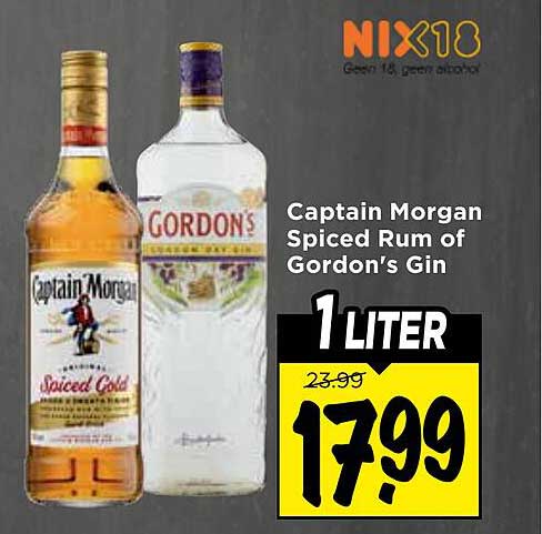 Captain Morgan Spiced Rum of Gordon's Gin 1 LITER
