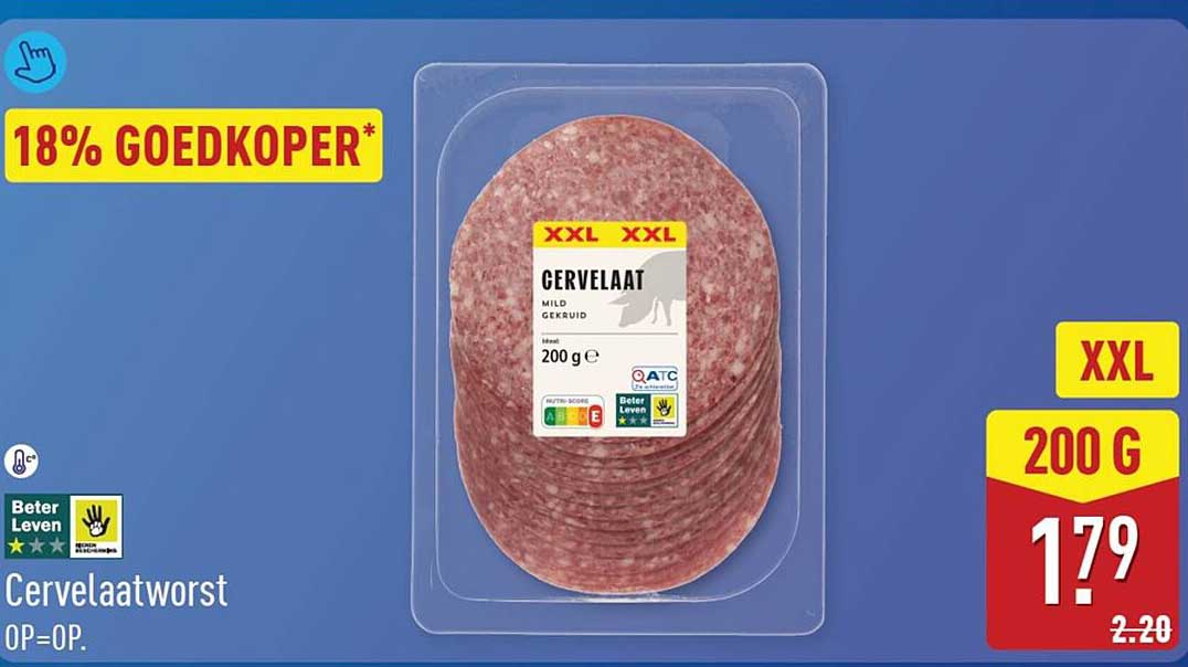 Cervelaatworst XXL 200 g 18% goedkoper