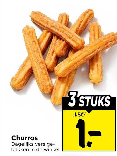 Churros Dagelijks vers gebakken in de winkel 3 stuks