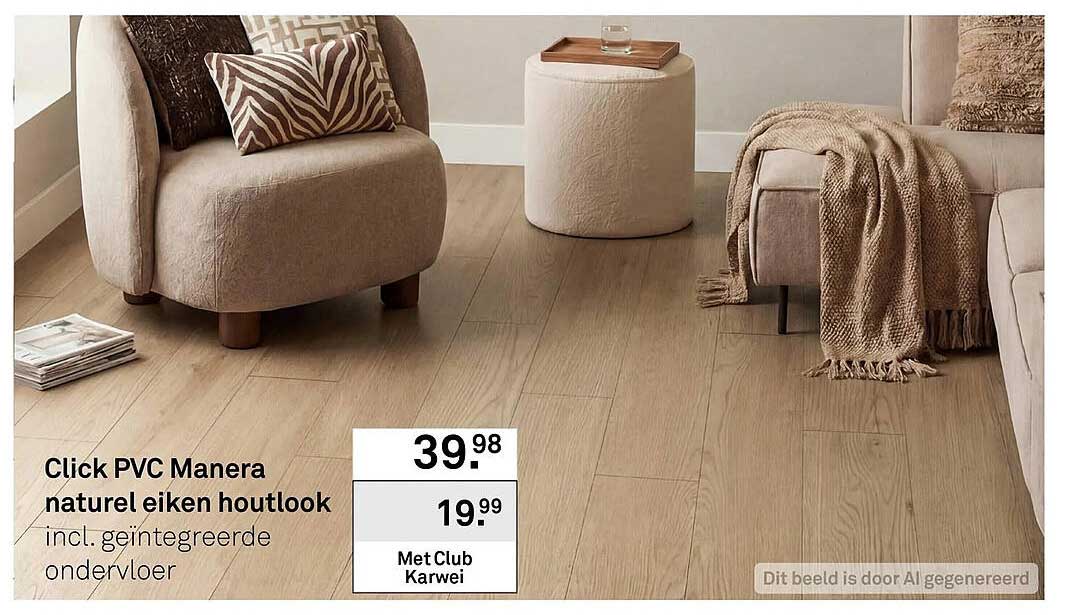 Click PVC Manera naturel eiken houtlook incl. geïntegreerde ondervloer
