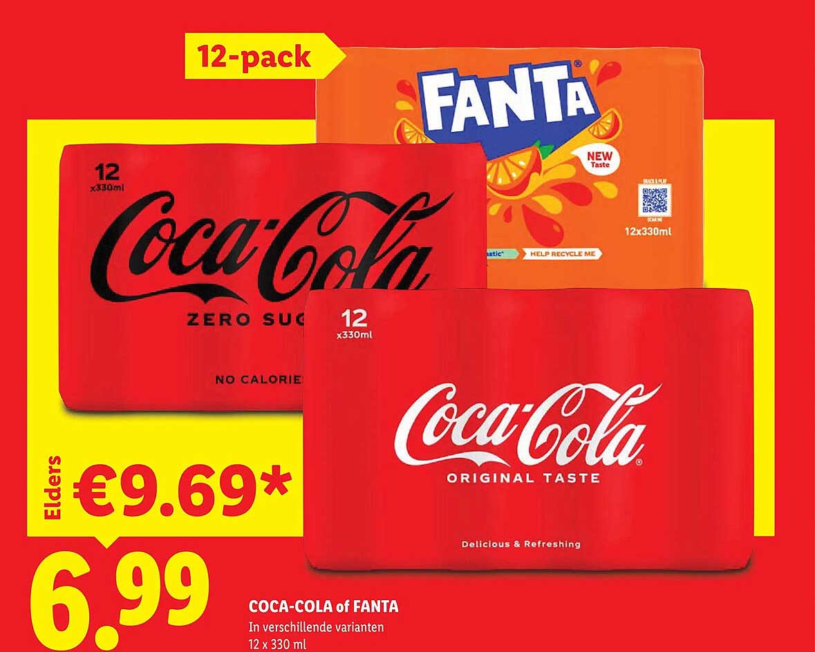 Coca-Cola of Fanta In verschillende varianten 12 x 330 ml