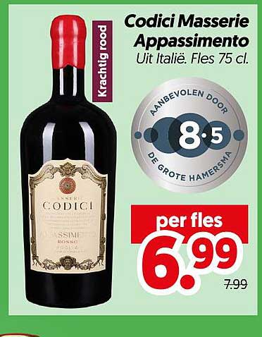 Codici Masserie Appassimento Uit Italië. Fles 75 cl.
