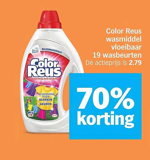 Color Reus wasmiddel vloeibaar 19 wasbeurten 70% korting