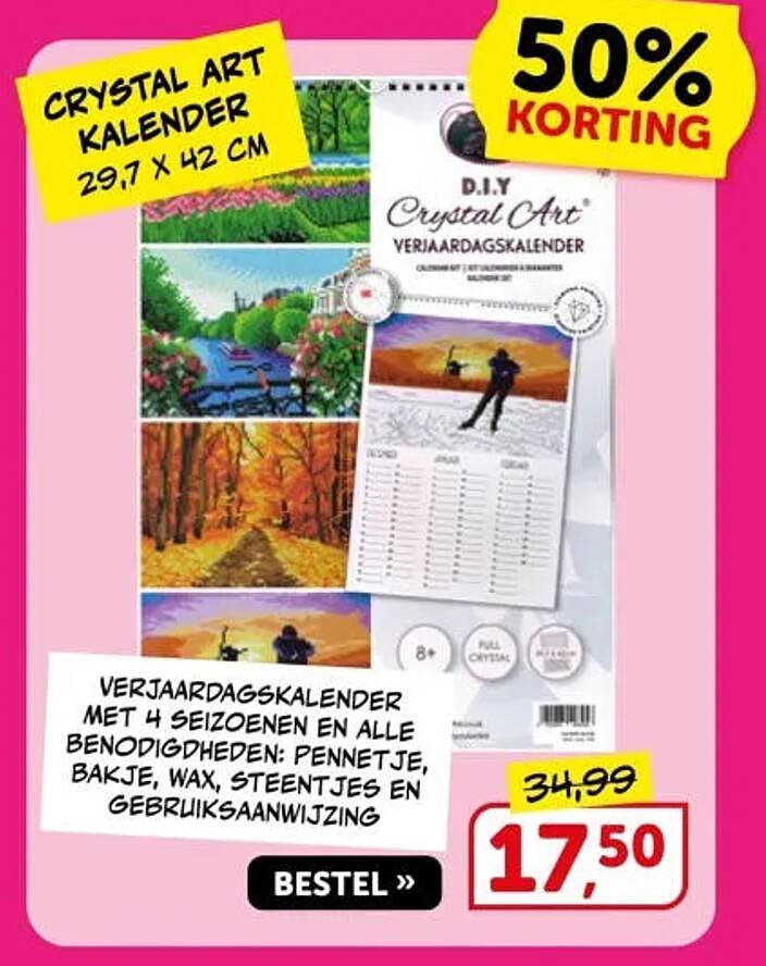CRYSTAL ART KALENDER 29,7 X 42 CM 50% KORTING