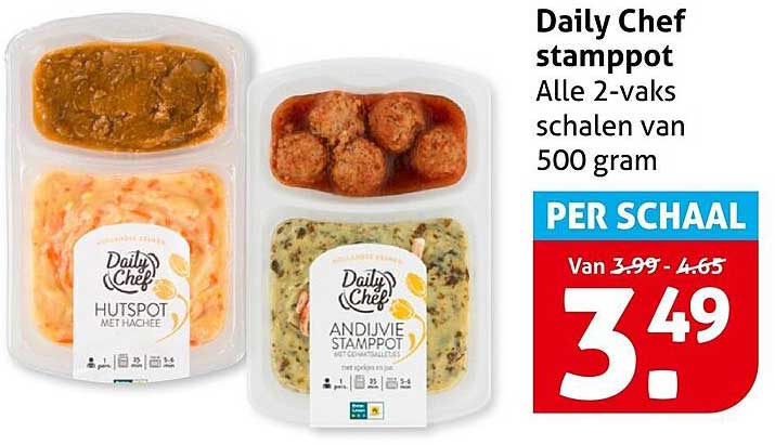 Daily Chef stamppot Alle 2-vaks schalen van 500 gram PER SCHAAL