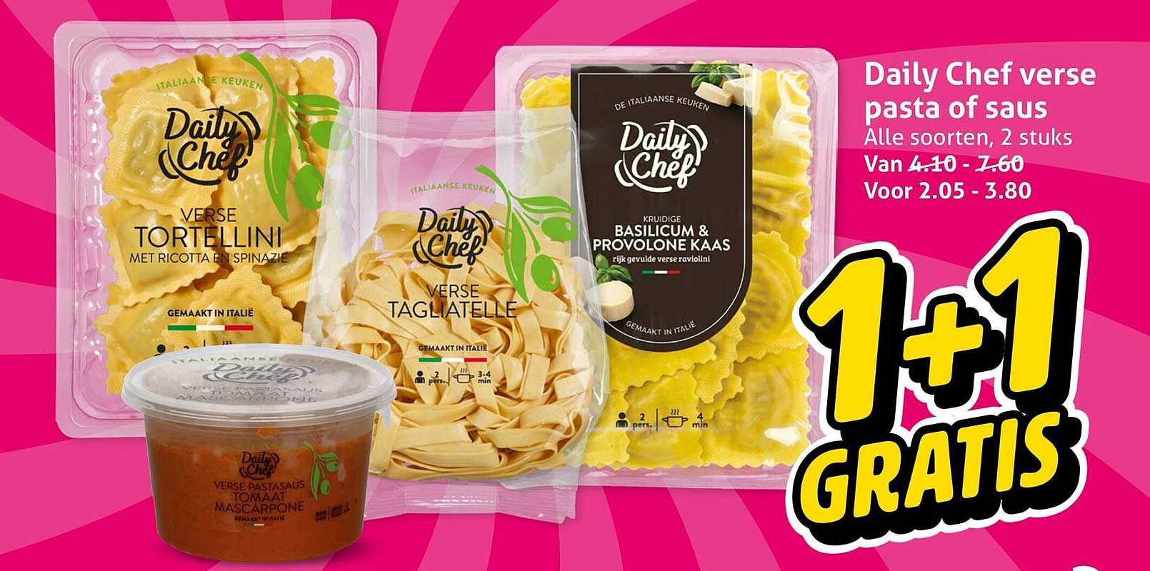 Daily Chef verse pasta of saus 1+1 gratis