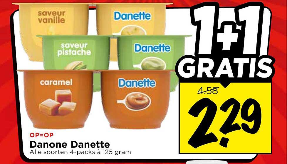 Danone Danette Alle soorten 4-packs à 125 gram 1+1 gratis