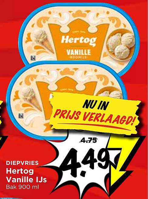 Diepvries Hertog Vanille IJs Bak 900 ml NU IN PRIJS VERLAAGD!