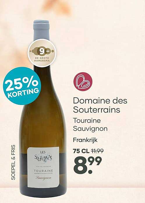 Domaine des Souterrains Touraine Sauvignon Frankrijk 25% KORTING