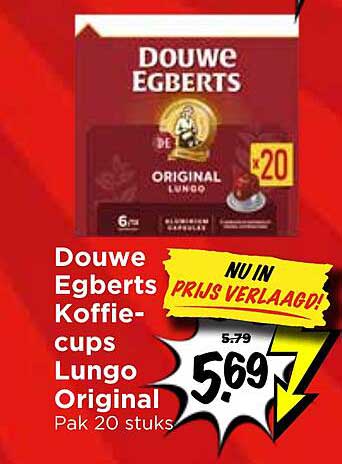 Douwe Egberts Koffie-cups Lungo Original Pak 20 stuks NU IN PRIJS VERLAAGD!