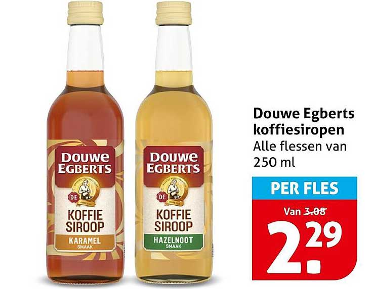 Douwe Egberts koffiesiropen Alle flessen van 250 ml PER FLES