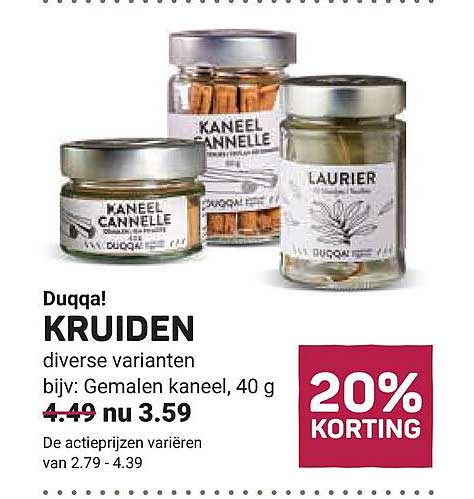 Duqqa! KRUIDEN diverse varianten bijv. Gemalen kaneel, 40 g 20% KORTING