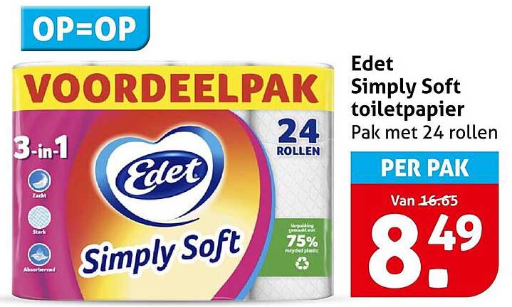 Edet Simply Soft toiletpapier Pak met 24 rollen