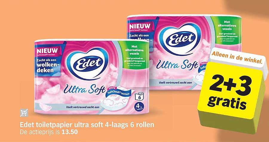 Edet toiletpapier ultra soft 4-laags 6 rollen 2+3 gratis