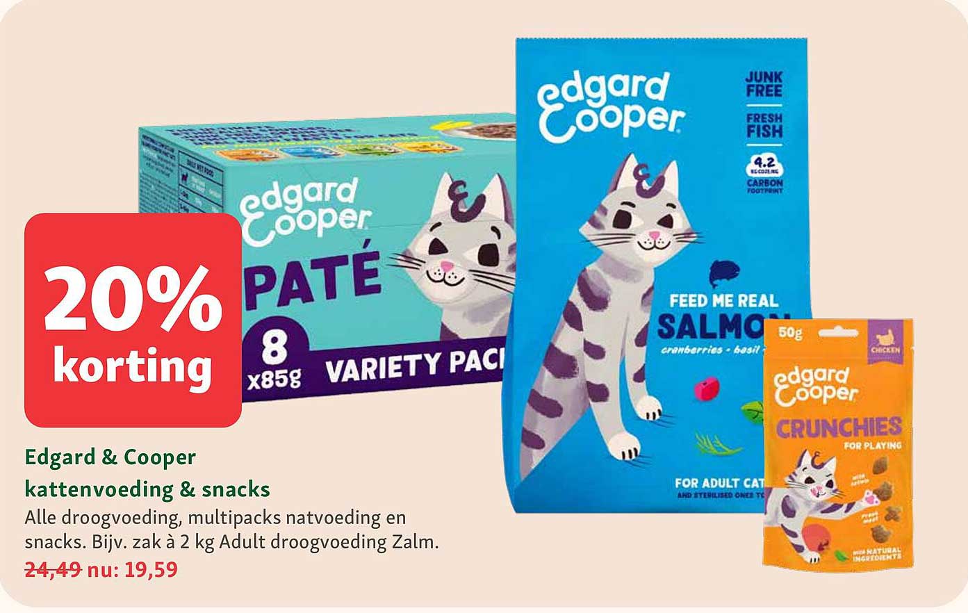 Edgard & Cooper kattenvoeding & snacks 20% korting