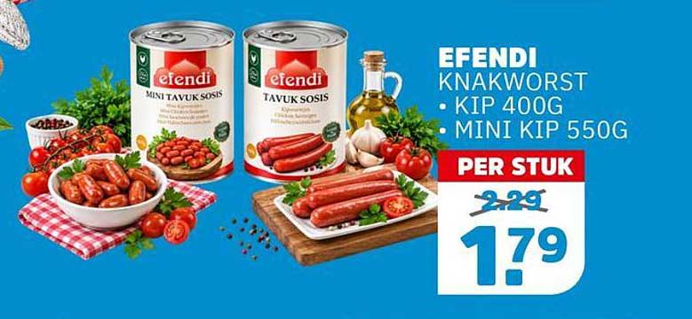 EFENDI KNAKWORST • KIP 400G • MINI KIP 550G PER STUK