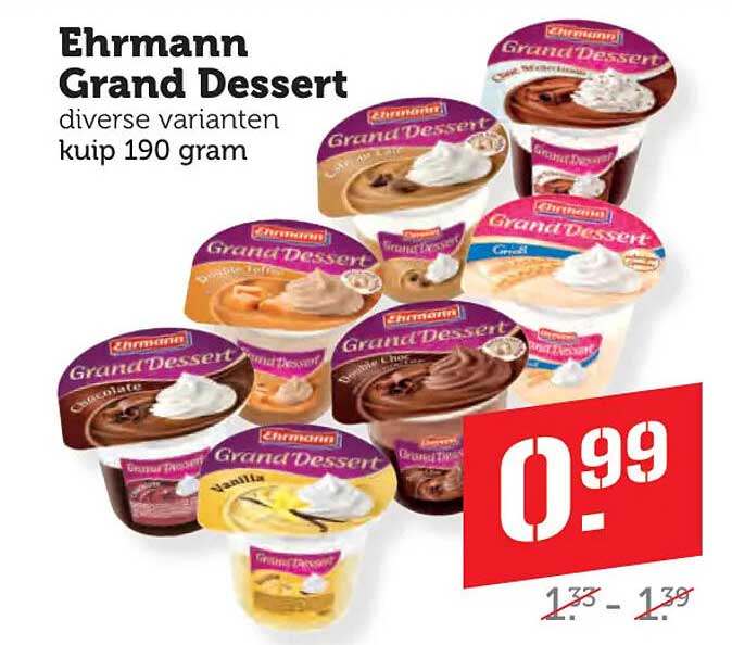 Ehrmann Grand Dessert diverse varianten kuip 190 gram