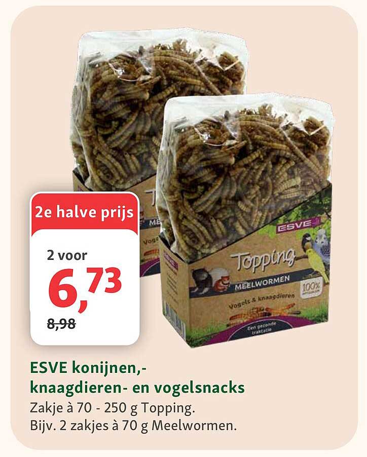 ESVE konijnen,- knaagdieren- en vogelsnacks 2e halve prijs