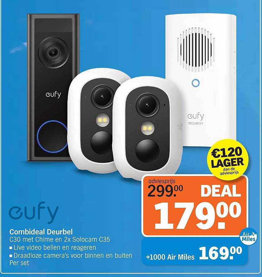 eufy Combideal Deurbel C30 met Chime en 2x Solocam C35