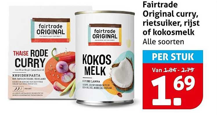 Fairtrade Original curry, rietsuiker, rijst of kokosmelk Alle soorten PER STUK