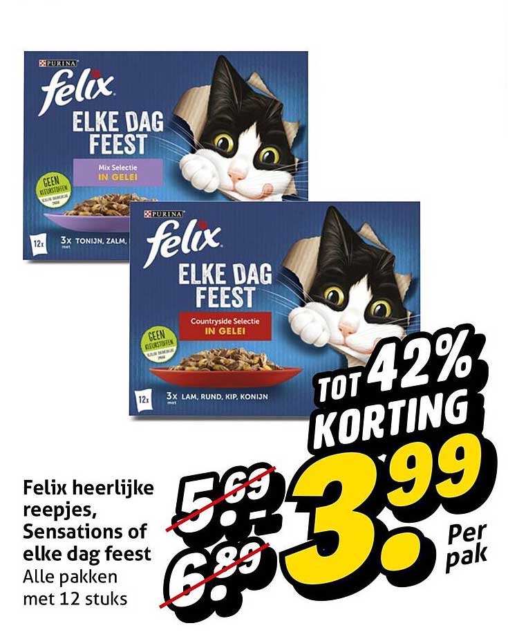 Felix heerlijke reepjes, Sensations of elke dag feest Alle pakken met 12 stuks