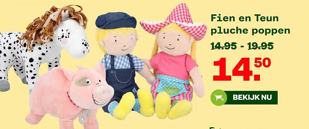 Fien en Teun pluche poppen
