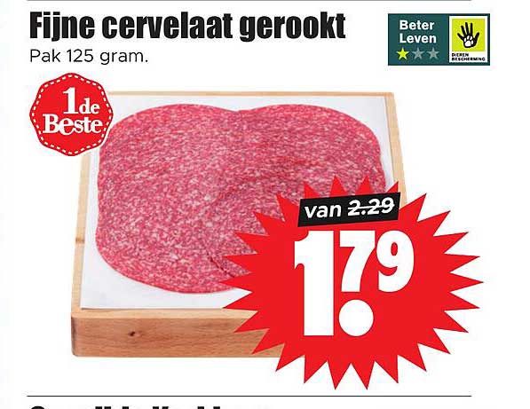 Fijne cervelaat gerookt Pak 125 gram