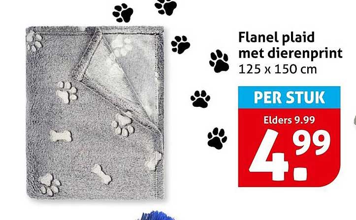Flanel plaid met dierenprint 125 x 150 cm
