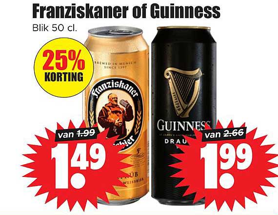Franziskaner of Guinness Blik 50 cl. 25% KORTING