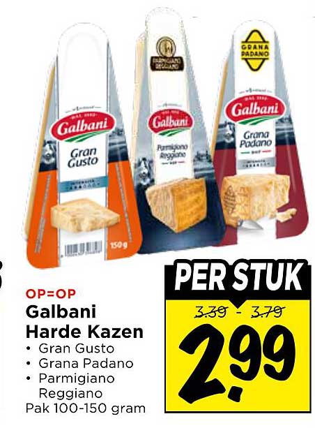 Galbani Harde Kazen - Gran Gusto - Grana Padano - Parmigiano Reggiano Pak 100-150 gram PER STUK