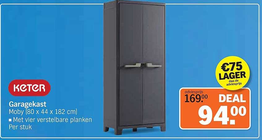 Garagekast Moby (80 x 44 x 182 cm)