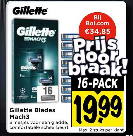 Gillette Blades Mach3 Prijs doorbraak! 16-PACK