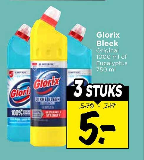 Glorix Bleek Original 1000 ml of Eucalyptus 750 ml 3 STUKS