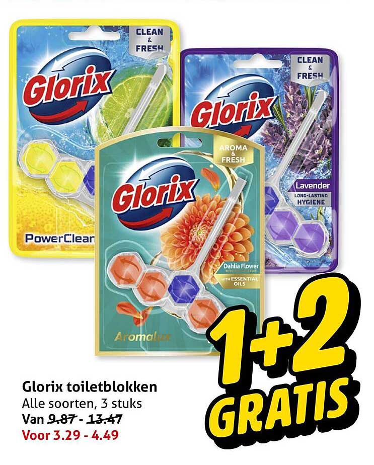 Glorix toiletblokken 1+2 GRATIS