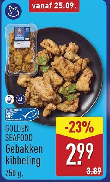 GOLDEN SEAFOOD Gebakken kibbeling 250 g. -23%