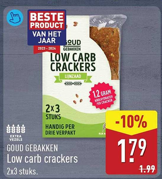 GOUD GEBAKKEN Low carb crackers Lijnzaad 2x3 stuks