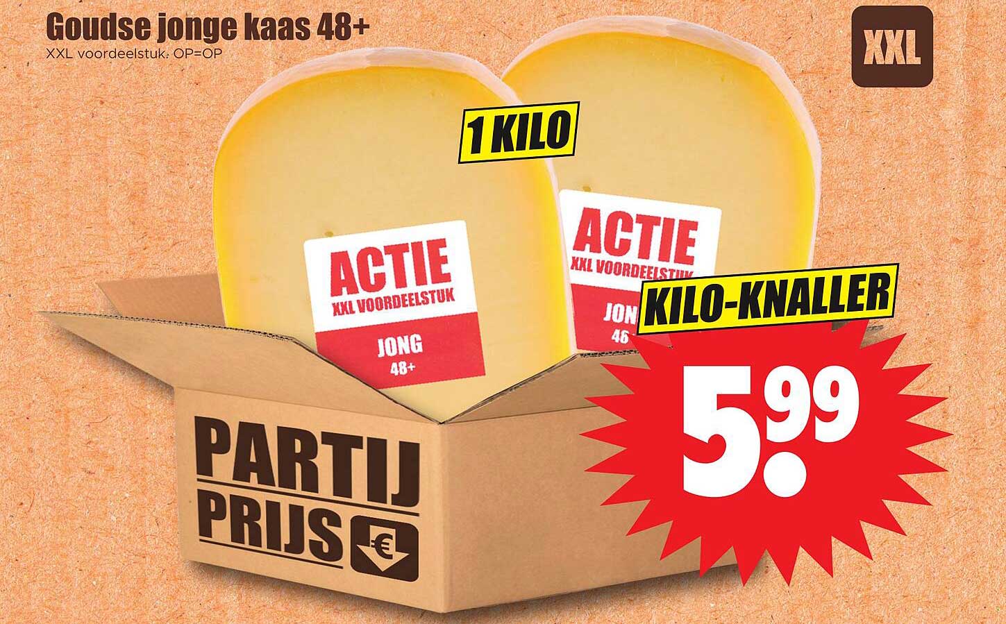 Goudse jonge kaas 48+ XXL voordeelstuk, OP=OP