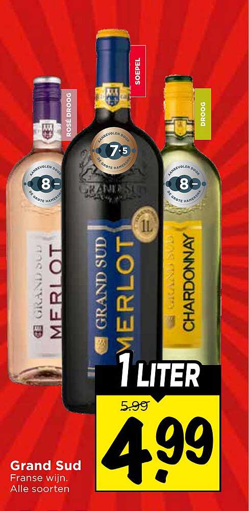 Grand Sud Franse wijn. Alle soorten 1 liter