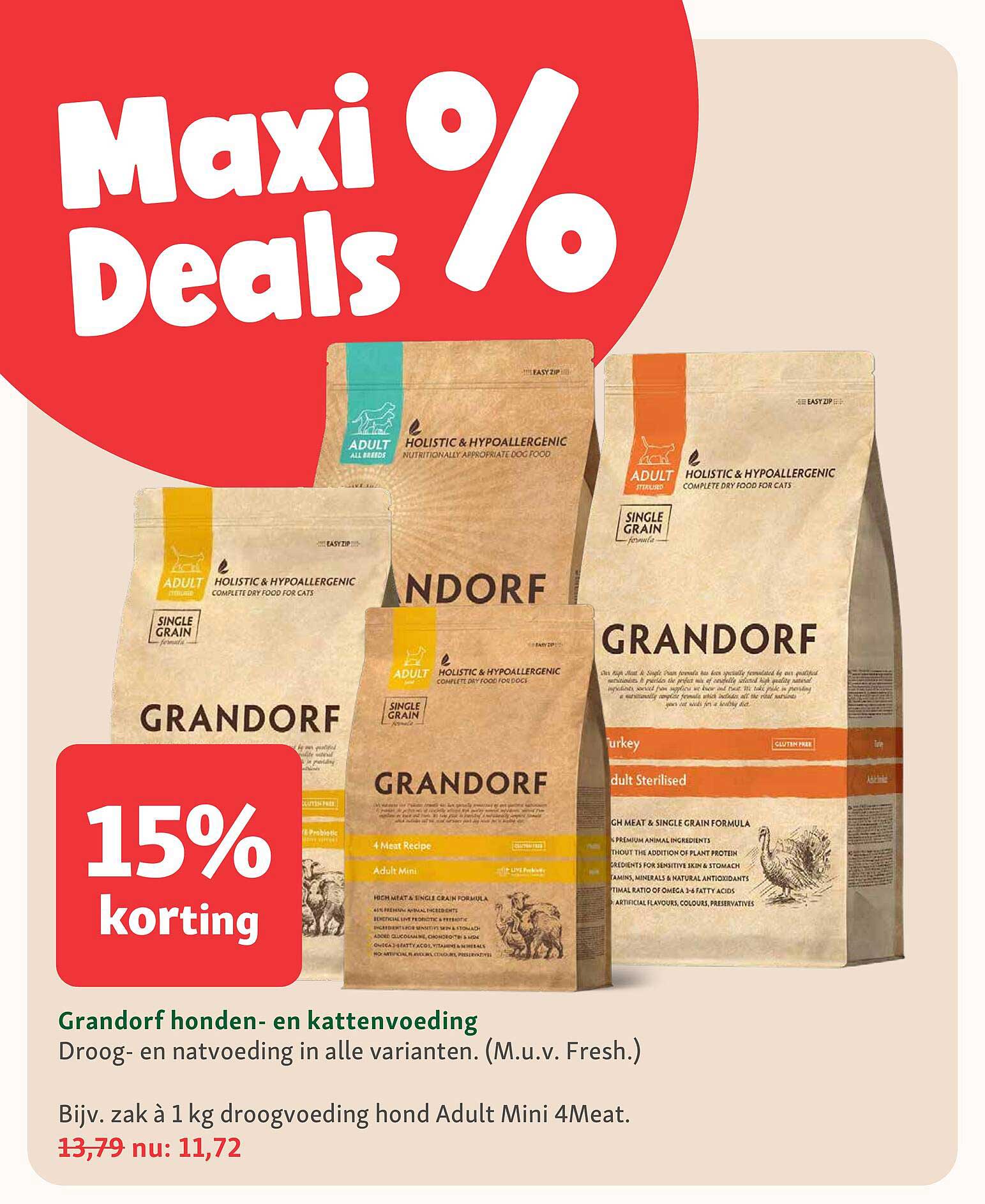 Grandorf honden- en kattenvoeding 15% korting