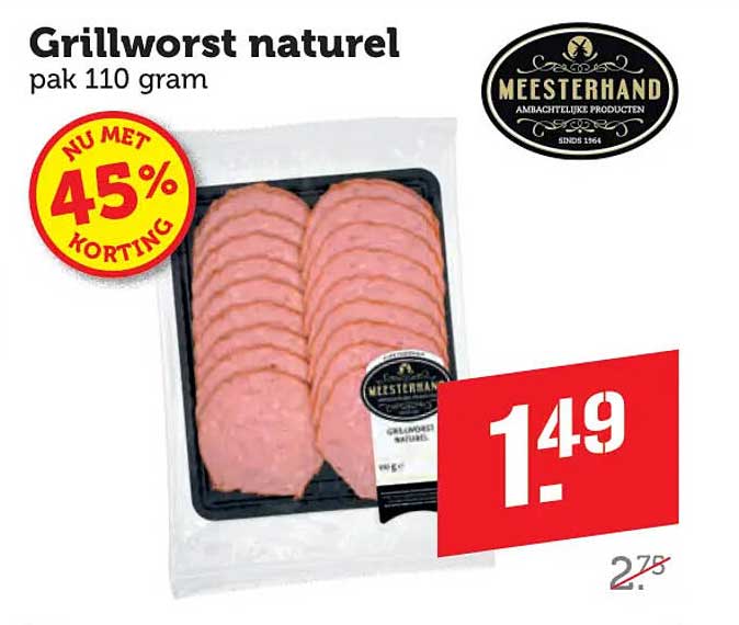 Grillworst naturel pak 110 gram