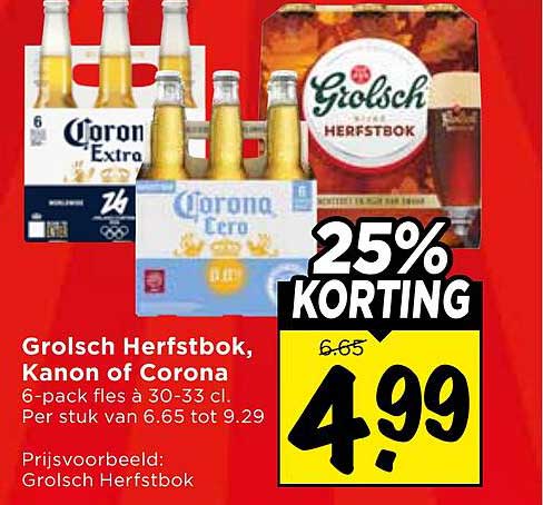 Grolsch Herfstbok, Kanon of Corona 6-pack fles a 30-33 cl. 25% KORTING