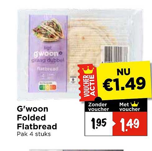 G'woon Folded Flatbread Pak 4 stuks