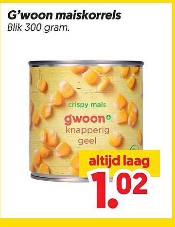 G'woon maïskorrels Blik 300 gram