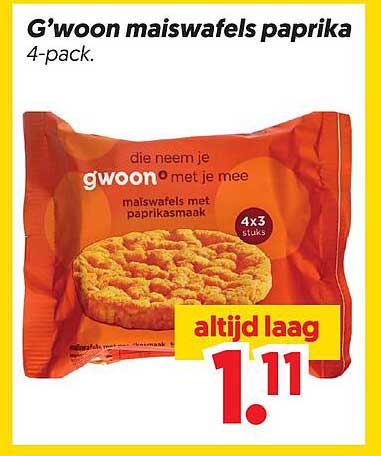 G'woon maiswafels paprika 4-pack.