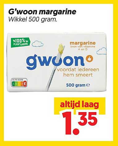 G'woon margarine Wikkel 500 gram.